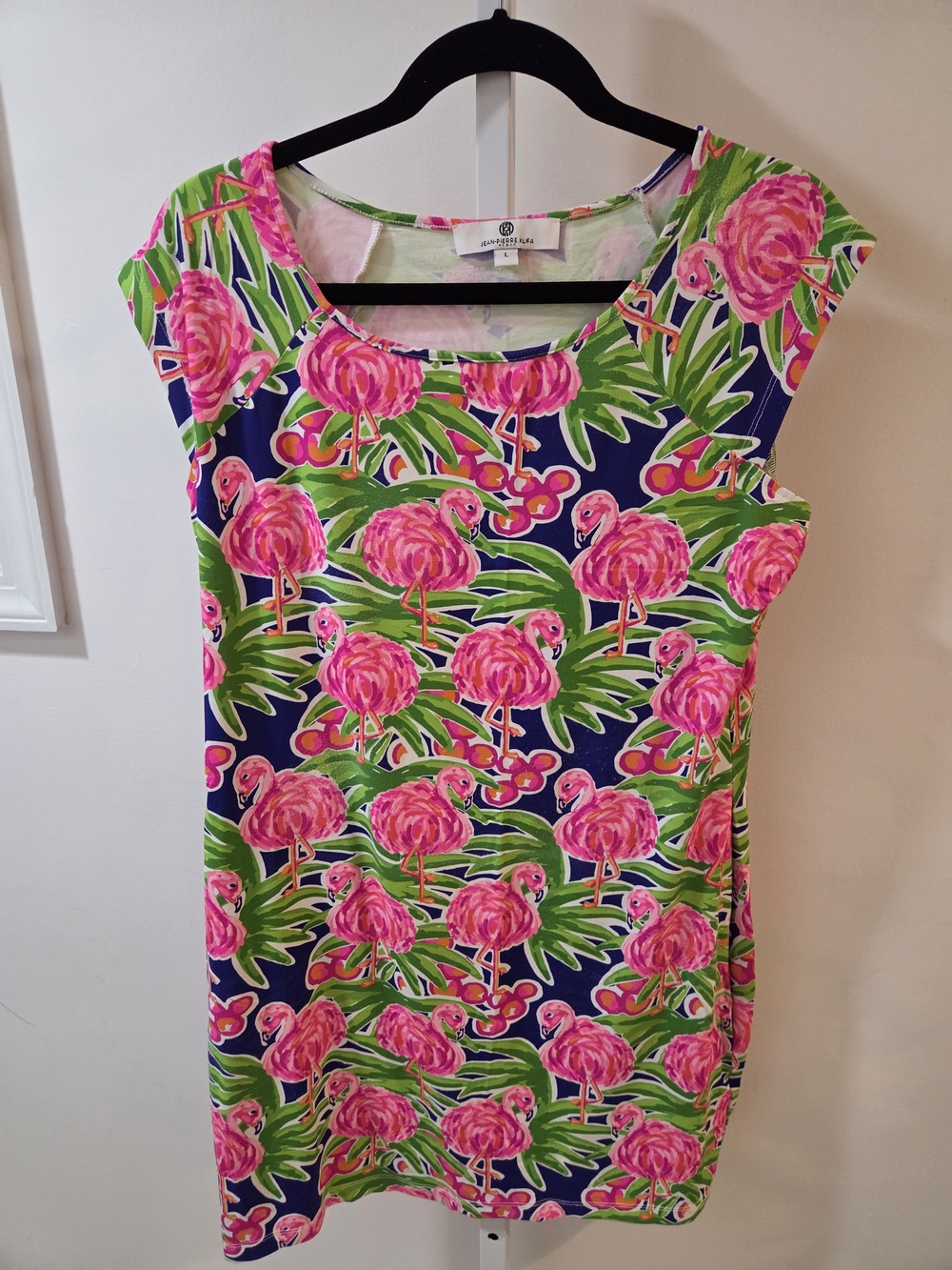 Lilly Pulitzer Pink Flamingo Print Navy Tunic Dress